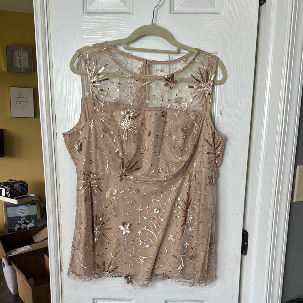 Torrid Cream Embellished Sleeveless Blouse